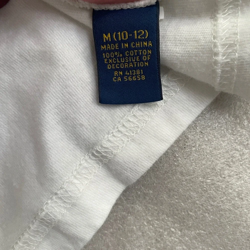 Polo‎ Ralph Lauren T Shirt Kids 10/12 White Green Big Pony Ringer Short Sleeve